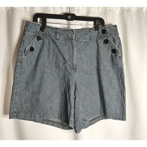 Vintage Westport‎ Pinstripe Shorts Womens 16W Denim High Rise Button Detail